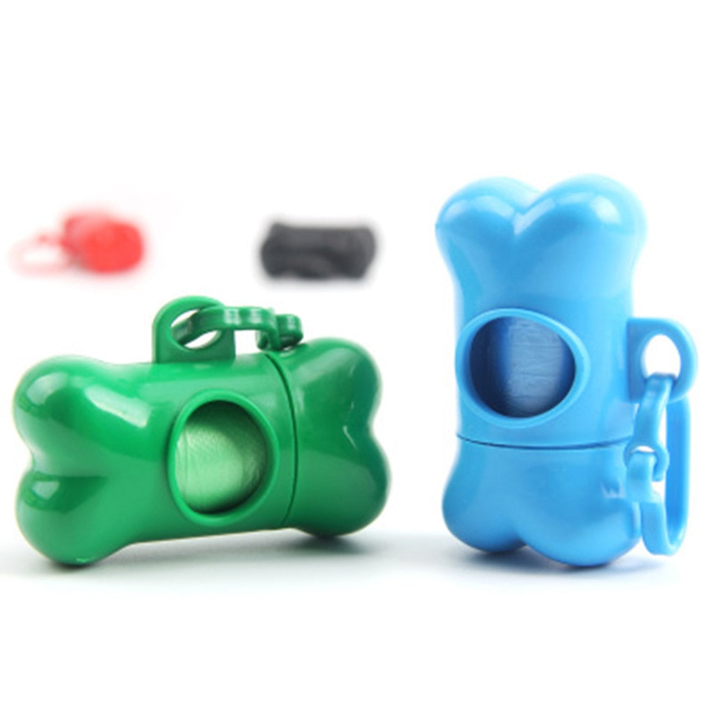 1pc Roll Pet Dog Garbage Waste Poop Carrier Bags With Colorful Bone Trash Bag Dispenser