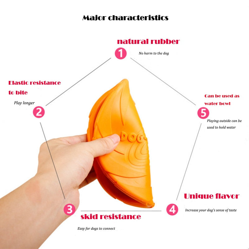 Dog Frisbee Trainning Puppy Toy rubber Fetch Flying Disc