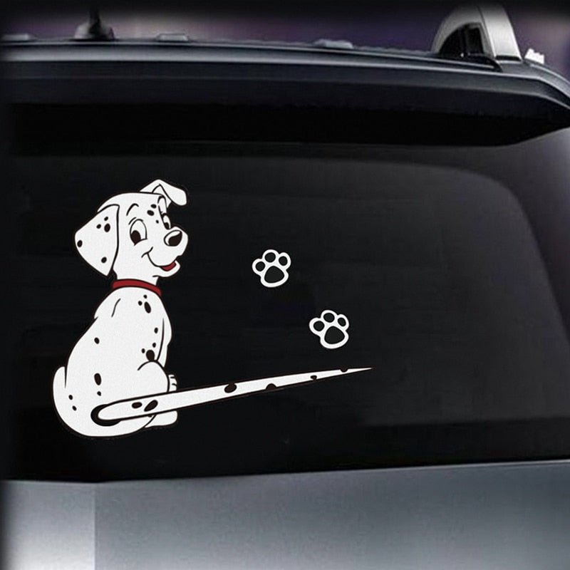 Funny Moving Tail Dalmatian Dog Reflective Waterproof Sticker Car Rear Window Windshield Wiper Decals