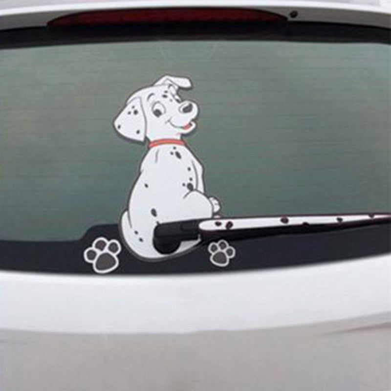 Funny Moving Tail Dalmatian Dog Reflective Waterproof Sticker Car Rear Window Windshield Wiper Decals