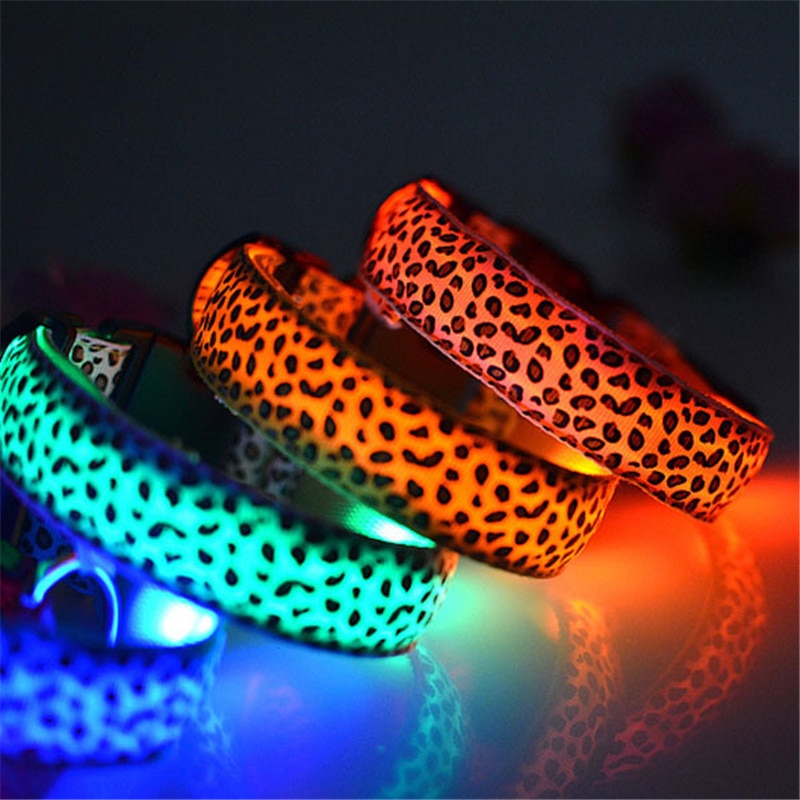 LED Dog Safety Collar Light Up Leopard Design