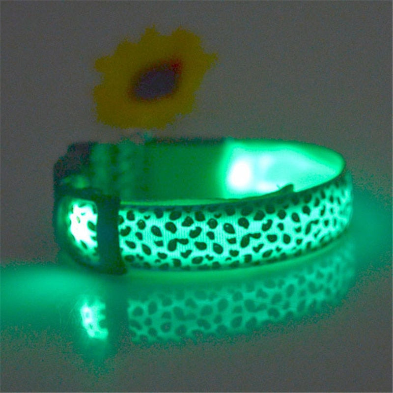 LED Dog Safety Collar Light Up Leopard Design