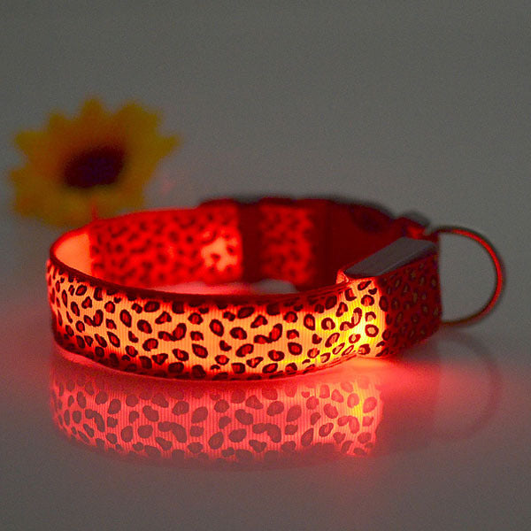 LED Dog Safety Collar Light Up Leopard Design
