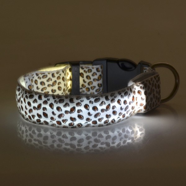 LED Dog Safety Collar Light Up Leopard Design