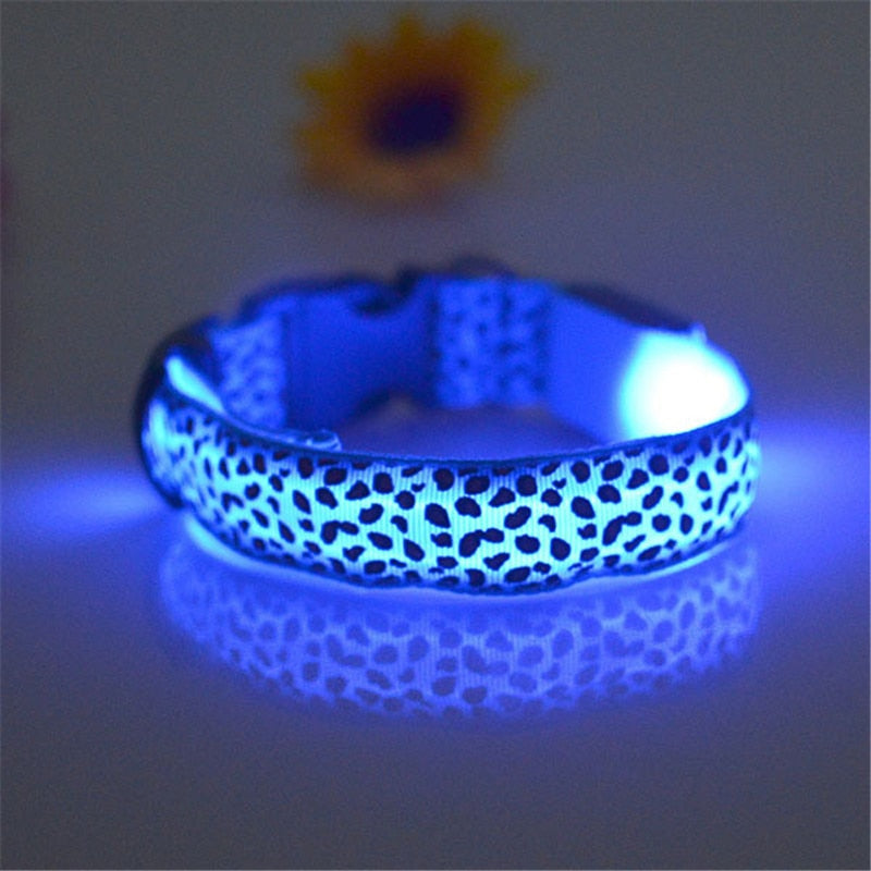 LED Dog Safety Collar Light Up Leopard Design