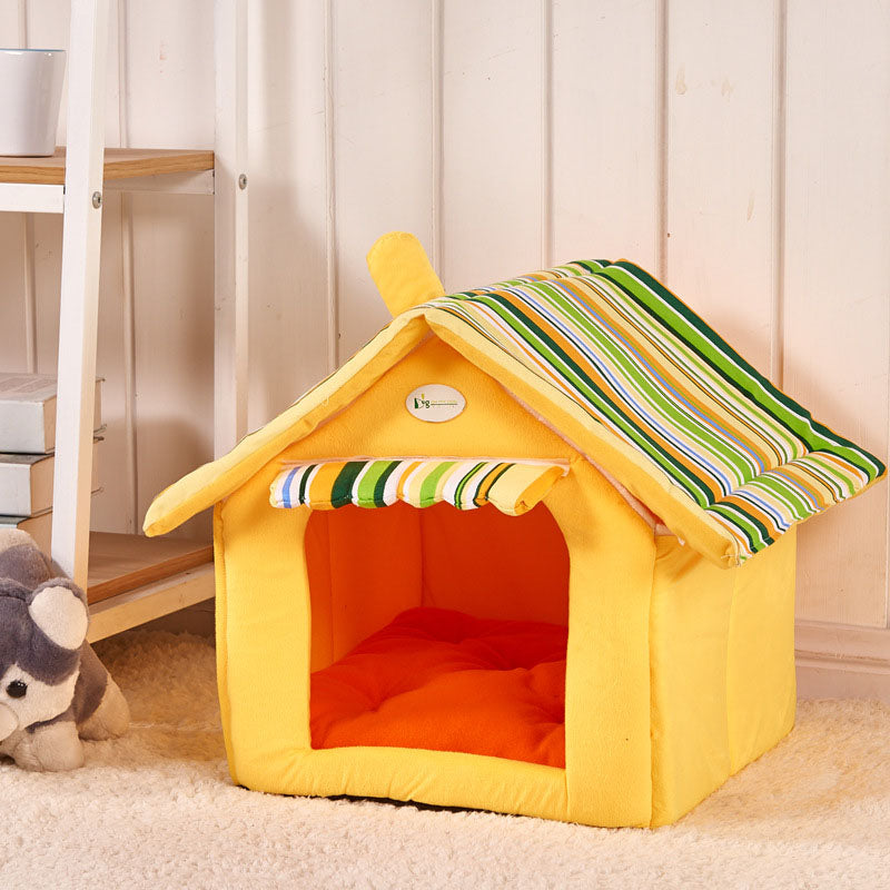 Cozy House Dog Bed With Removable Roof