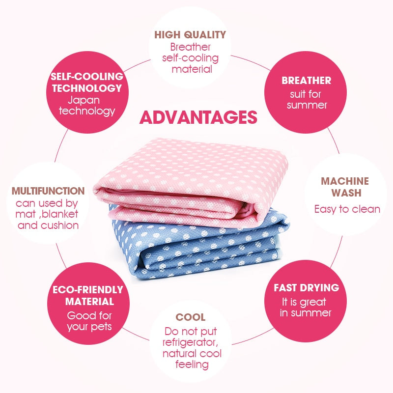 Self-cooling Pet Blanket for Dogs Ultra Soft Breathable Sleep Pad Heat Relief In Summer
