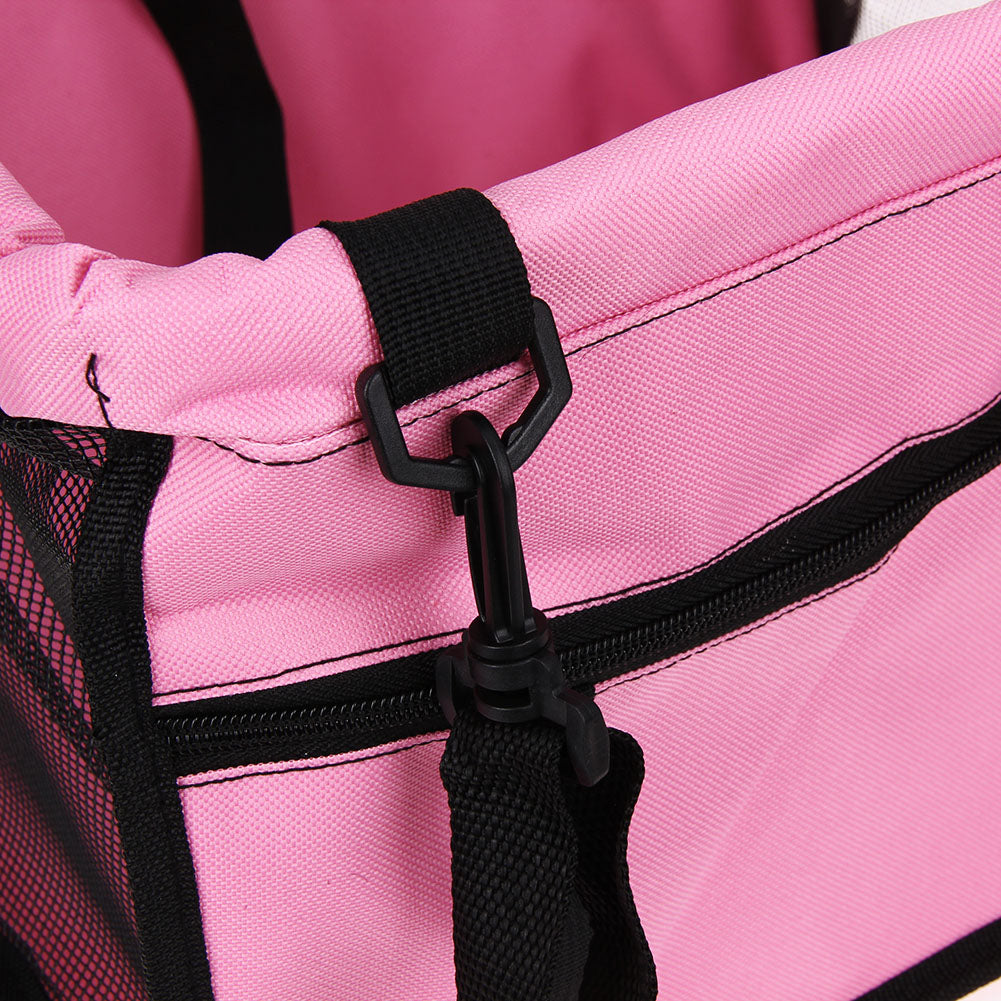 Waterproof and Foldable Car Booster Seat for Dogs with Clip-On Safety Leash and Storage Pocket.