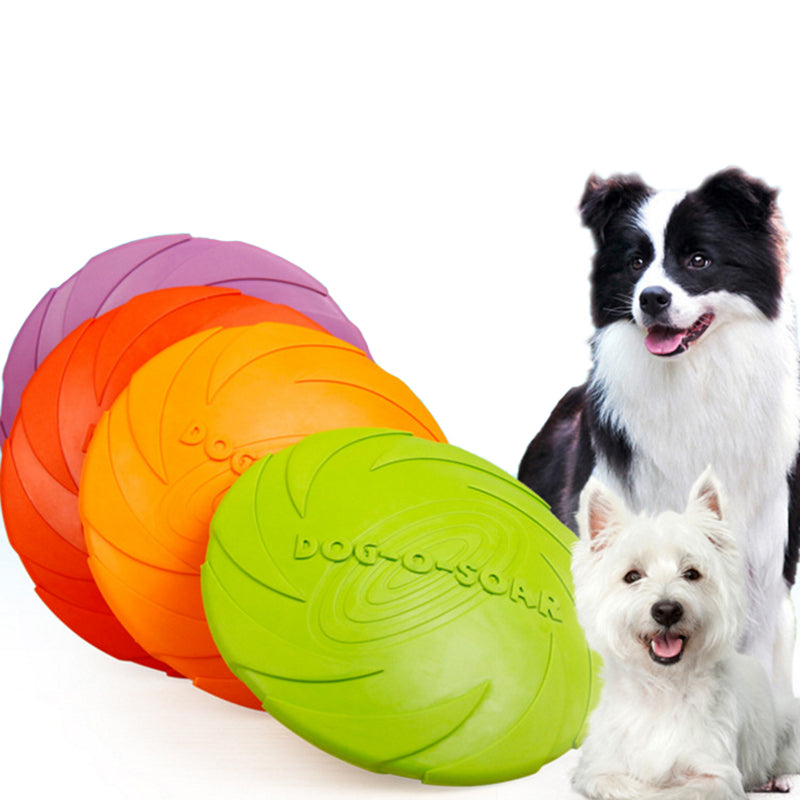 Dog Frisbee Trainning Puppy Toy rubber Fetch Flying Disc