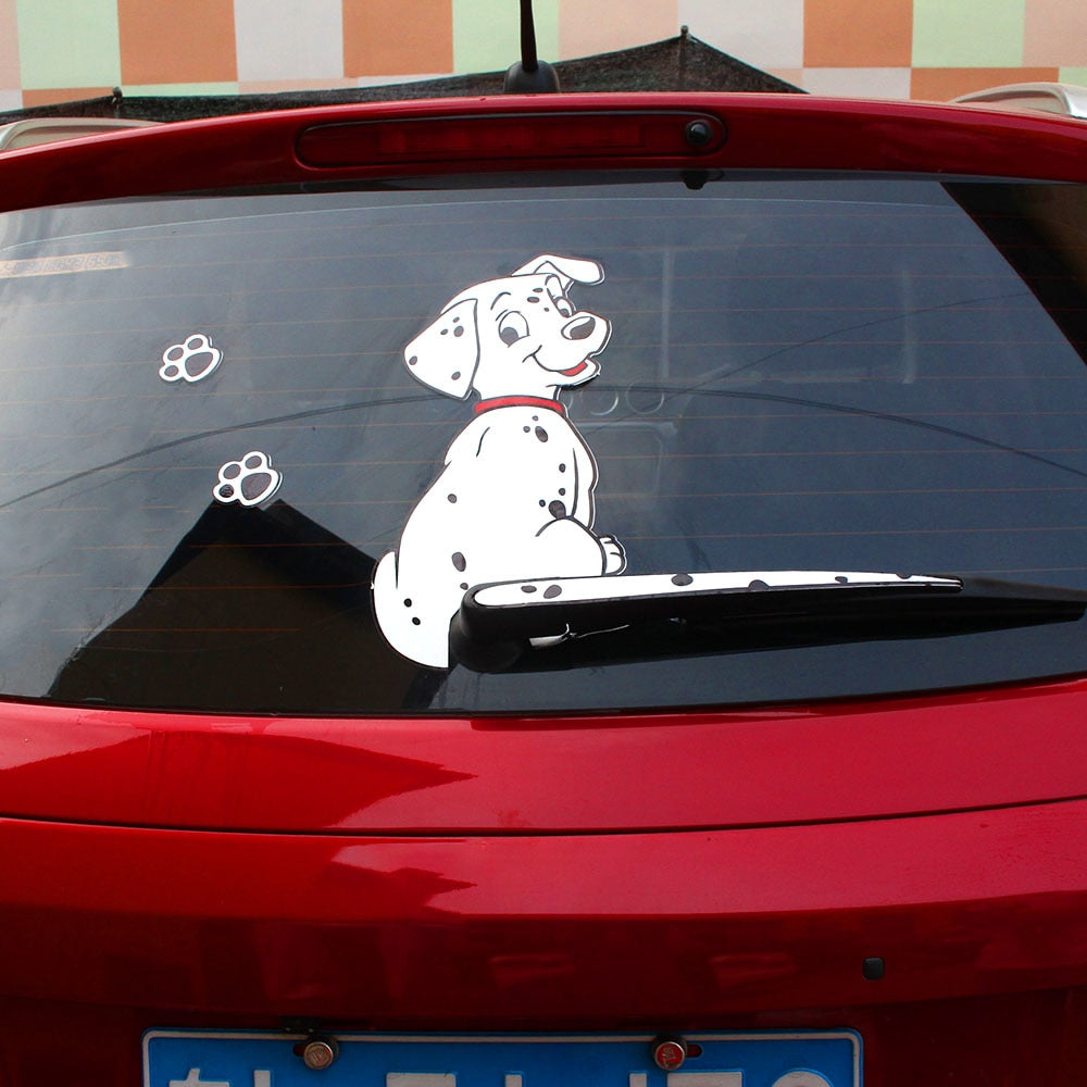 Funny Moving Tail Dalmatian Dog Reflective Waterproof Sticker Car Rear Window Windshield Wiper Decals